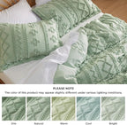 Bedsure Boho Duvet Cover King Size, Soft & Comfortable Elegant Design Boho Bedding for Decoration, Machine Washable Comforter Cover for All Seasons,Includes 1 Duvet Cover & 2 Pillow Shams,Light Green
