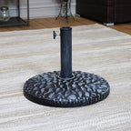 Sunnydaze 23lb Polyresin Patio Umbrella Base - Heavy-Duty Round Resin Outdoor Market Umbrella Stand for Outside - 18-Inch - Gray - Pebble Texture