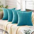 GAWAMAY Decorative Square Throw Pillow Covers 18x18 Inch Set of 4, Super Soft Chenille Pillows Cover Fall Pillowcase for Living Room Bedroom Sofa Couch Cushion Cover Teal 45x45cm (No Insert)