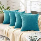 GAWAMAY Decorative Square Throw Pillow Covers 18x18 Inch Set of 4, Super Soft Chenille Pillows Cover Fall Pillowcase for Living Room Bedroom Sofa Couch Cushion Cover Teal 45x45cm (No Insert)