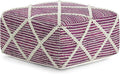 SIMPLIHOME Cowan Contemporary Square Pouf in Magenta and Natural Handloom Woven for the Living Room, Bedroom and Kids Room