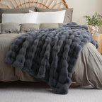 BENVWE Faux Fur Throw Blanket for Couch – Cozy Fuzzy Soft Plush Fluffy Thick Luxury Minky Bubble Blanket for Living Room Home Decor – Fathers Day Birthday Gifts for Women and Men, Grey, 51" x 63"