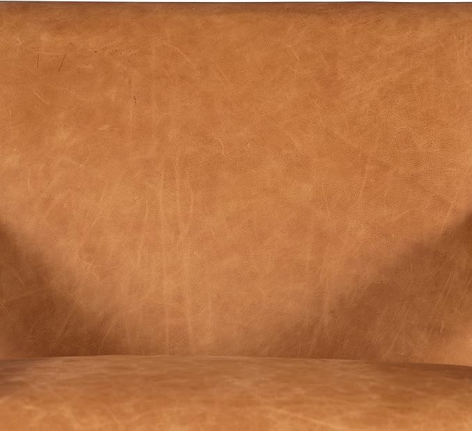 Poly & BARK Giza Lounge Chair in Full-Grain Pure-Aniline Italian Tanned Leather in Cognac Tan Leather