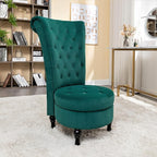 Royal High-Back Velvet Accent Chair for Vanity with Storage and Luxurious Upholstery, Retro Design and Versatile Usage for Living Room, Bedroom, Lounge and Office, Green