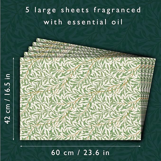 The Master Herbalist Fragrant Scented Drawer Liners in a William Morris Inspired Design | Pack of 5 Sheets | Contains Essential Oils | Made in The UK (Sandalwood)
