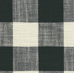 HomePop Upholstered Button Tufted Decorative Bench with Metal Base, Black and White Plaid