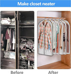 Hanging Clothes Storage with 4" Gusseted Garment Covers (Set of 6) - Clear Suit, Dress, Sweater, Shirt Protectors - 24"x 40"x 4" / 6 Pack