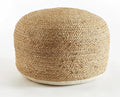 Urban Lifestyle Circular Natural Jute Braided Pouf Ottoman and Footrest, 18"x18"x10"H