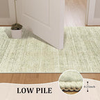 Art&Tuft Non-Slip Runner Rug - 2x10 Runner Rug Washable Low-Pile Rugs Runners, Soft Distressed Carpet Runner for Bedroom Bathroom Kitchen Laundry Living Room, Green