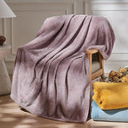NEWCOSPLAY Super Soft Throw Blanket Light Purple Premium Silky Flannel Fleece Leaves Pattern Lightweight Bed Blanket All Season Use (Light Purple, Throw(50"x60"))