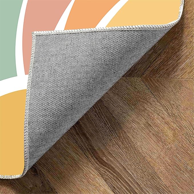 Machine Washable Rainbow Rugs Bedroom Fluffy Plush Soft Area Rugs Rainbow Sunshine Sun Print Living Room Non-Slip Indoor Flooring Kids Girls Boys Home Decor Aesthetics 6x8ft