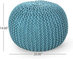 Nahunta Knitted Round Pouf - Cotton - Aqua
