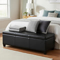SIMPLIHOME Avalon Storage Ottoman Bench - 48 inch Wide Upholstered Vegan Leather Rectangle Storage Ottoman Bench in Carbon Black, Contemporary Ottoman for Living Room or Entryway with Lift-Up Lid