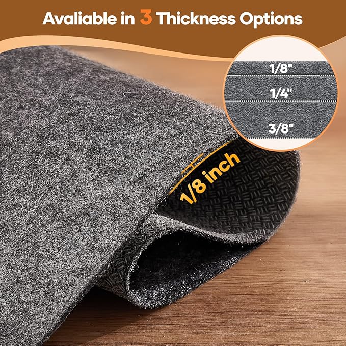 Veken Non Slip Cushioned Rug Pad Gripper 4 x 6 Ft, Felt and Silicone Backing, 1/8 inch Thick Carpet Liner for Hardwood Floors and Finishes, Under Area Rugs Anti Skid Mat, Keep Rugs Safe and in Place
