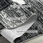 FlyDOIT Modern Geometric Patchwork Area Rug, 2.7x8 Grey Runner Rugs for Living Room, Rockwood Collection Indoor Rugs for Bedroom, Throw Carpet Floor Decor for Entryway Dining Room Office Nursery