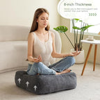 8" Washable Floor Pillow Cushion for Adults, Meditation Cushion Pillow, Large Square Floor Sitting, Removable Tufted Corduroy Cover, for Tatami Living Room or Yoga, 22x22 Inch, Machine Washable
