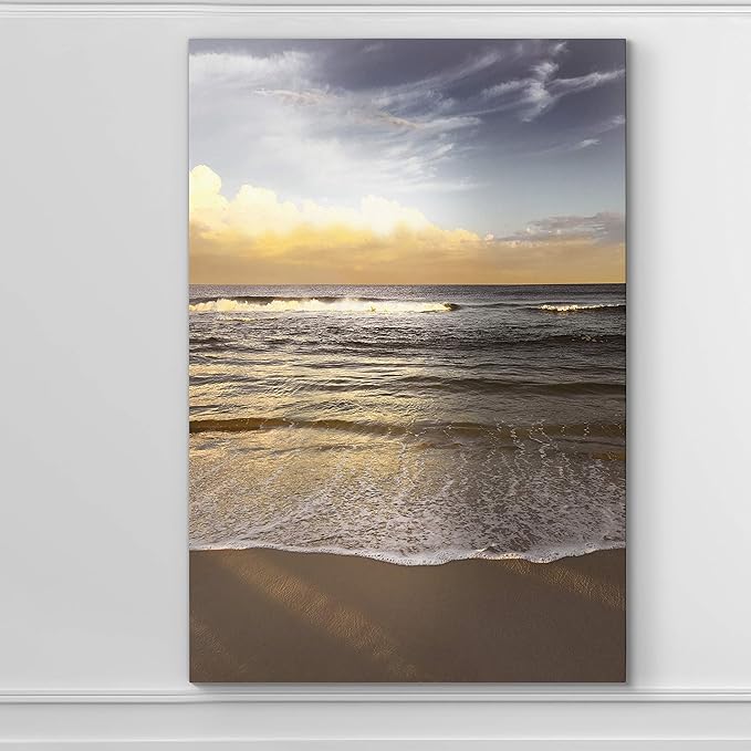 Renditions Gallery Canvas Wall Art Nature Modern Paintings Decorations Glam Evening Waves Romantic Scenic Wall Hanging Artwork Prints for Bedroom Living Room Office Kitchen - 24"x36" LT06