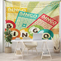 Ambesonne Vintage Tapestry, Bingo Game with Ball and Cards Pop Art Lottery Hobby Celebration Theme, Fabric Wall Hanging Decor for Bedroom Living Room Dorm, 28" X 23", Teal Multicolor