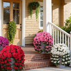 Artificial Fake Hanging Flowers Geraniums for Outdoors Spring Outside Decor, 2 PCS Faux Silk Flowers UV Resistant Outdoor Plants Realistic White Trailing Vines for Planters Porch Patio Garden Balcony