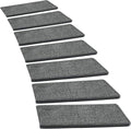 PURE ERA Bullnose Carpet Stair Treads Set Tape Free Non-Slip Indoor Stair Protectors Pet Friendly Rugs Covers Soft Skid Resistant Washable Reusable 9.5" x 30"(7 Pieces,Dark Gray)
