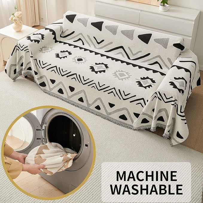 HAOMAIJIA Non Slip Couch Cover Sofa Covers for 2 Cushion Couch Washable sectional Couch Covers for Dogs pet Furniture Protector Couch Cover Blanket for Living Room (My-Black, 71"x102")