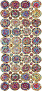 Scalloped Edge Rug, Hand Woven Natural Chindi Cotton and Jute Area Rug, 10x18 Ft Beige & Multicolor Braided Kilim Rugs for Living Room, Kitchen, Entryway, Farmhouse