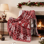 WRENSONGE Christmas Throw Blanket, Red Snowflake Pattern, Soft Cozy Fluffy Warm Throw Blankets for Couch, Sofa, Chair, Bed, Camping, Picnic, Travel Lightweight Bed Blanket - 50"*60"