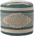 Christopher Knight Home Lucknow Pouf, White + Teal Small