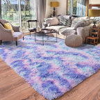 Rugs for Living Room 5x7, Soft Shaggy Modern Shag Area Rug for Bedroom, Upgrade Non-Slip Plush Fluffy Carpet for Kids Boys Girls Room Home Decor Aesthetic, Rainbow Purple