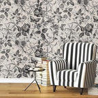 Drawer Liner Contact Paper for Dresser Peel and Stick Wallpaper Sketched Design 15.7x1000in Self Adhesive Removable Black Maroon Rose Floral Butterfly Vintage Cabinet Shelf Renter Friendly