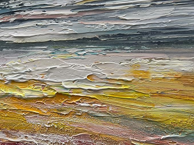 Art Sea Sunset Landscape Modern Abstract Oil Painting Oil on Canvas Wall Art Decoration 30x60 inches