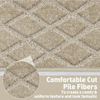 PURE ERA Carpet Stair Treads Tape Free Non Slip Indoor Stair Carpet Stair Protectors Pet-Friendly Non-Slip Skid Resistant Washable Reusable 8" x 30"(14 Pieces,Cream Gray Diamond Trellis)