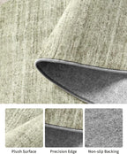 Art&Tuft Washable Rugs 8x10, Area Rugs for Living Room - Non Slip and Stain Resistant Soft Thin Low Pile 8x10 Rug for Bedroom, Dining Room, Kitchen, Office, Green