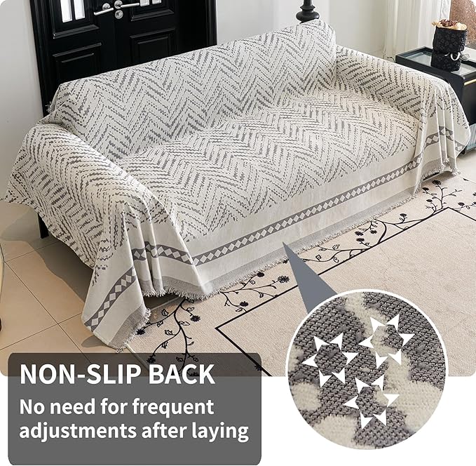 HAOMAIJIA Non Slip Couch Cover Sofa Covers for 2 Cushion Couch Washable sectional Couch Covers for Dogs pet Furniture Protector Couch Cover Blanket for Living Room (MR-Grey, 71"x102")