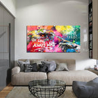 Canvas Graffiti Wall Art for Living Room - Banksy Wall Decor for Bedroom Teen Girl Ready to Hang Size 24" x 48"