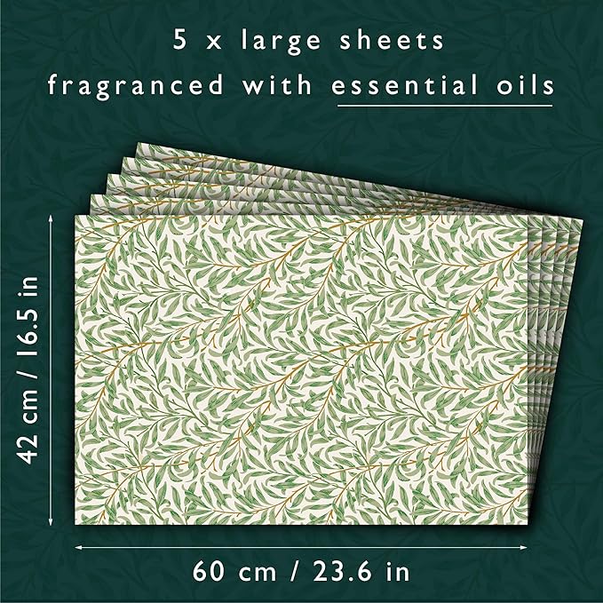 The Master Herbalist Fragrant Scented Drawer Liners in a William Morris Inspired Design | Pack of 5 Sheets | Contains Essential Oils | Made in The UK (Neroli & Bergamot)