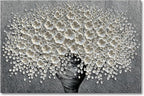 Epicler 30x45 inch Hand-Painted Oil Painting, White Bouquet Oil Painting, Canvas Wall Decoration Painting.
