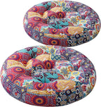 Codi Meditation Floor Pillow Set of 2, Boho Pillows Seating for Adults and Kids, Large Cushion for Yoga Living Room Tatami Sitting, Memory Foam Added, 22x22 Inch, Round Multi Patchwork