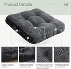 Washable Floor Pillow Cushion for Adults, Meditation Cushion Pillow, Large Square Floor Sitting, Removable Tufted Corduroy Cover, for Tatami Living Room or Yoga, 22x22 Inch, 2Pack, Machine Washable