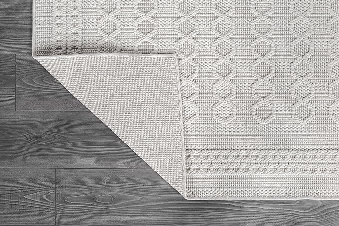 Micro Loop Indoor Rug White 8x10 Boho Geometric Neutral Area Rugs for Living Room Soft Luxury Modern Low and High Pile Durable Stain Resistant Non-Shedding Indoor Area Carpet 8 x 10