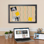 PinPix 27x19 Inch Cork Bulletin Board. This Decorative Framed Pin Board Comes with Multi Color Waves Design and a Satin Black Frame. Ideal for Home Office Decor or Message Board (PinPix-565)