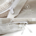 Bedsure Waffle Weave Duvet Cover King - 100% Cotton Boho Duvet Cover with 2 Pillowcases - Linen Color Textured Comforter Cover with Zipper Closure (King, 104"x90")