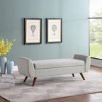 HomePop Modern Storage Bench with Wood Legs |Homepop Home Décor|Bench with Storage for Living Room & Bedroom - Light Gray Woven