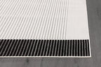 Modern Micro Loop Indoor Area Rugs for Living Room Bedroom Kitchen Geometric Striped Black-White 8x10 Luxury Durable Low and High Pile Non-Shedding Stain Resistant Soft Area Carpet 8 x 10