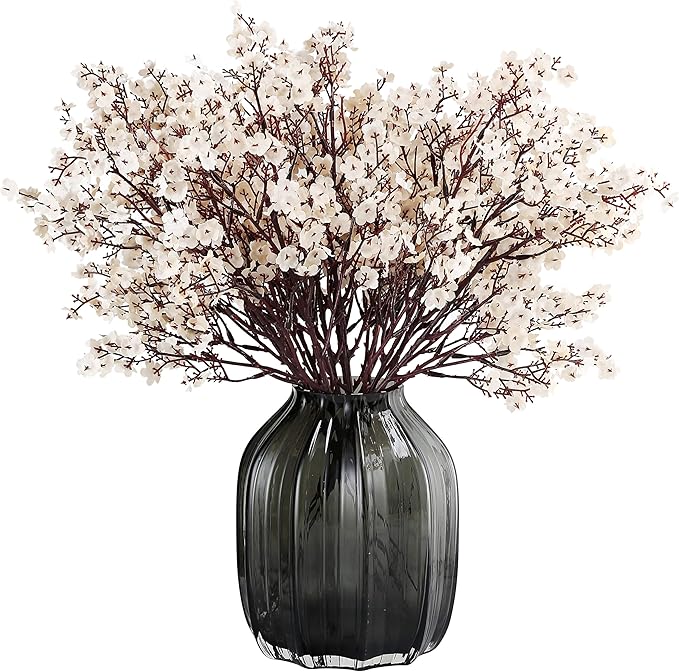 JAKY-Global Babys Breath Fabric Cloth Artificial Flowers 20 Bundle European Fake Silk Plants Decor Wedding Party Decoration Bouquets Real Touch DIY Home Garden (Beige, 20 Bundles)