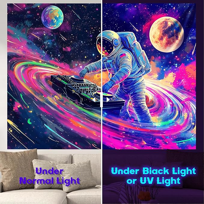 NYZE Blacklight Tapestry Music Wall Tapestry Art Party Banner Colourful Poster Design Tapestries for Hip Hop College Dorm Room Bedroom Wall Decor 59in×51in