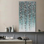 Epicler Large-Scale Oil Painting on Canvas Wall Art,46x23 inches Hand-Painted White Flower Wall Painting, Abstract Canvas Wall Art for Home Wall Decoration
