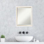 Amanti Art White Wall Mirror 22x18 Morgan White Gold Rectangle Bathroom Mirror for Wall Decor Living Room, Small Modern Wood Frame, Hangs Horizonally and Vertically, Bathroom Decor, Beveled Edge