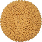 REDEARTH · Round Pouf Foot Stool Bean Bag Ottoman - Hand Knitted Boho Pouffe - Home Decor Poof - Stuffed Foot Rest for Living Room - Nursery - Bedroom - Patio (19.5"x19.5"x14") - Mustard, Set of 2