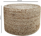 Scandilivin Homes Pouf Ottoman - 100% Natural Jute Braided- Footrest Pouf Hand Knitted - Traditional Cord Boho Pouffe - for The Living Room, Bedroom, Nursery, Patio, Lounge (18”x18”x12”)